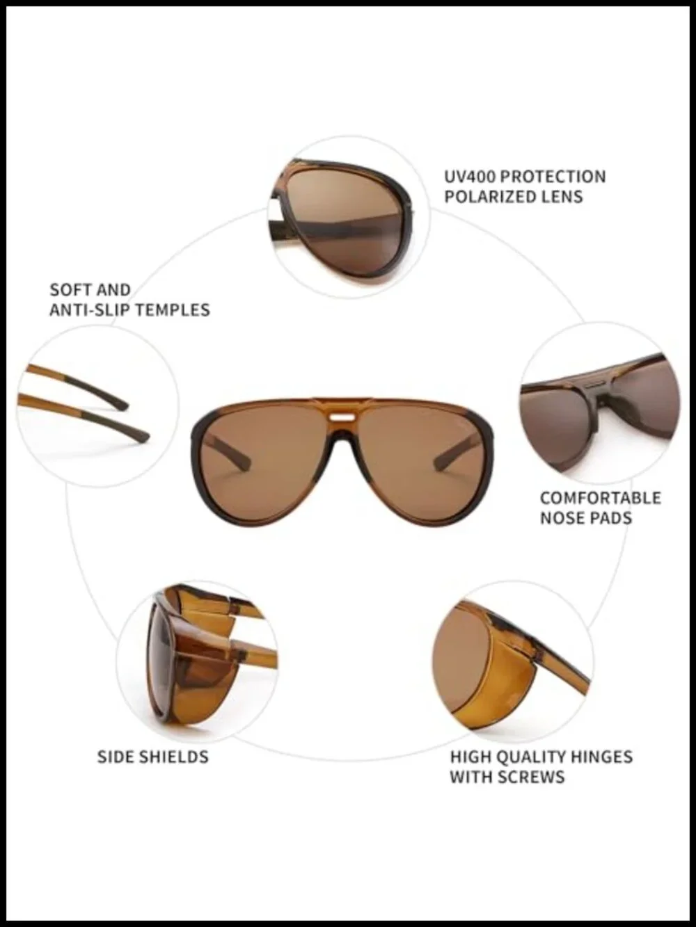 Polarized Aviator Sunglasses Oversized Round Steampunk Side Shield Goggles